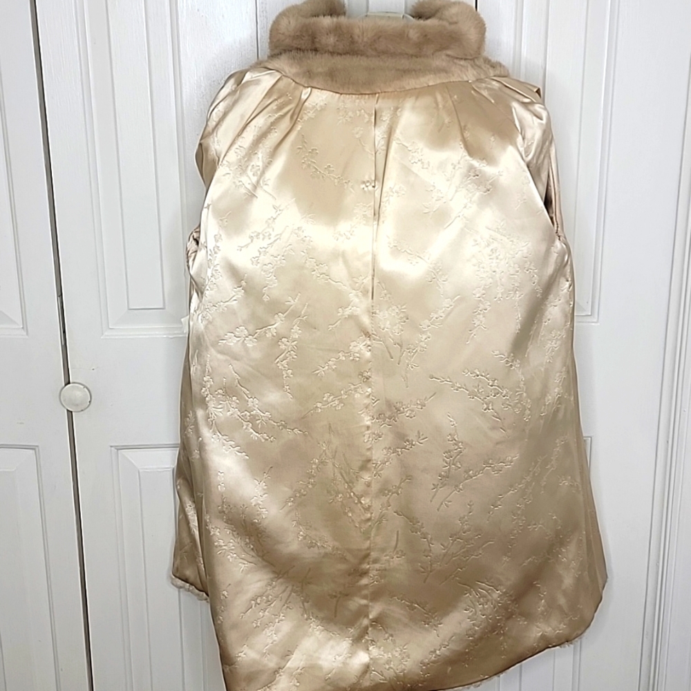 Sportowne Tan Faux Fur Coat Size 10 Vintage - Picture 9 of 10